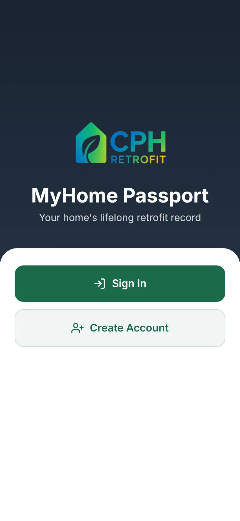 HomePassport passport tab showing EPC and measures overview on mobile