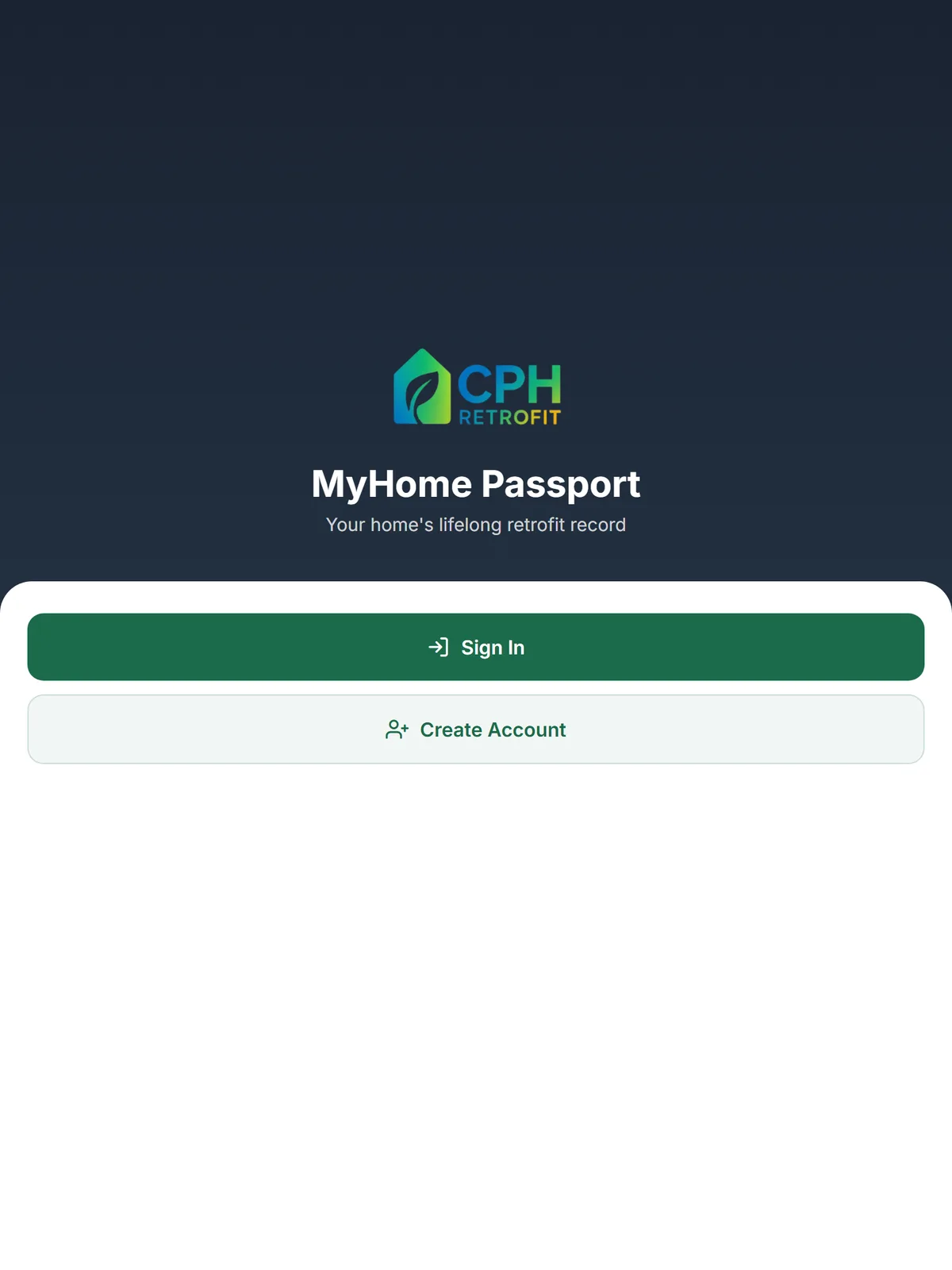 HomePassport passport tab showing EPC and measures overview on tablet